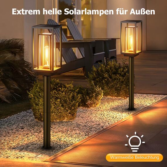 PUAIDA Solarlampen für Außen Garten, 4 Stück Moderne Garten Solarleuchten mit Längere Arbeitzeit, Extrem Helle Solar Gartenleuchten, IP65 Wassserdicht Solar Garten Deko für Balkon Terrase Outdoor