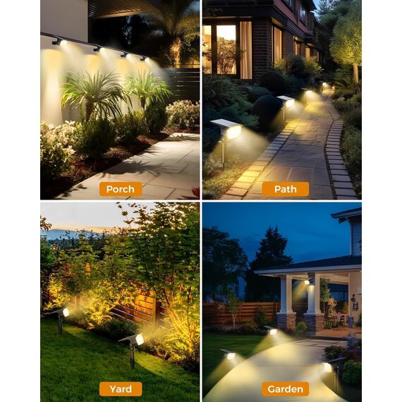 btfarm 2 Stück Solarstrahler für Außen Garten, 72 LED Solarlampen für Außen IP65 Wasserdicht Solar Strahler Gartenleuchten, Solarleuchten für Rasen Auffahrt Gehweg Patio Baum, Warmweiß