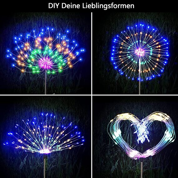 Sunlisky Solarlampen für Außen Weihnachtsbeleuchtung Solar für Weihnachtsdeko Garten Aussen, 4-Pack 480LED mit 17 Tasten Fernbedienung IP65 Gartendeko für draußen Led Gartenbeleuchtung Solar（Bunt）