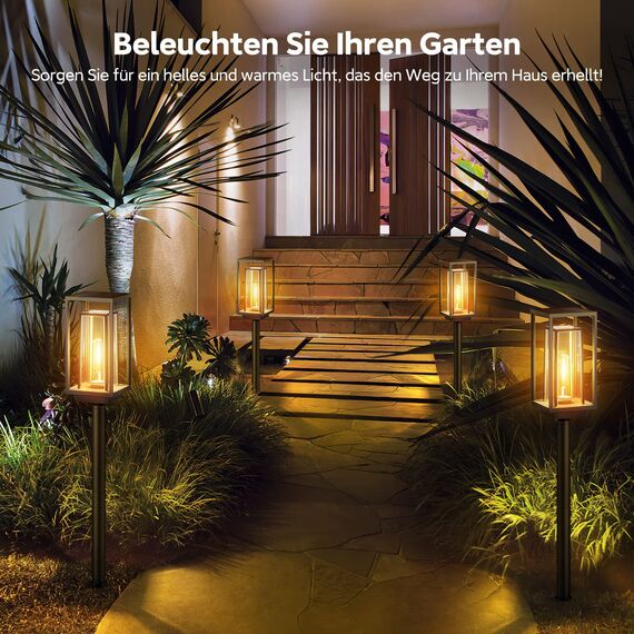 PUAIDA Solarlampen für Außen Garten, 4 Stück Moderne Garten Solarleuchten mit Längere Arbeitzeit, Extrem Helle Solar Gartenleuchten, IP65 Wassserdicht Solar Garten Deko für Balkon Terrase Outdoor