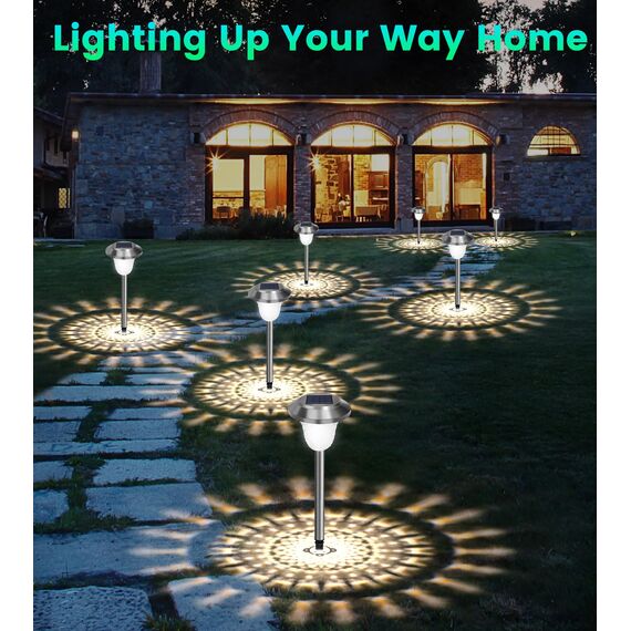 LITOHOM Solarlampen für Außen Garten, 4 Stuck Solarleuchten Garten mit Warmweiß IP65 Wasserdicht Edelstahl Metall Solar Wegeleuchte Solarleuchten Garten Deko für Rasen, Terrasse, Hof