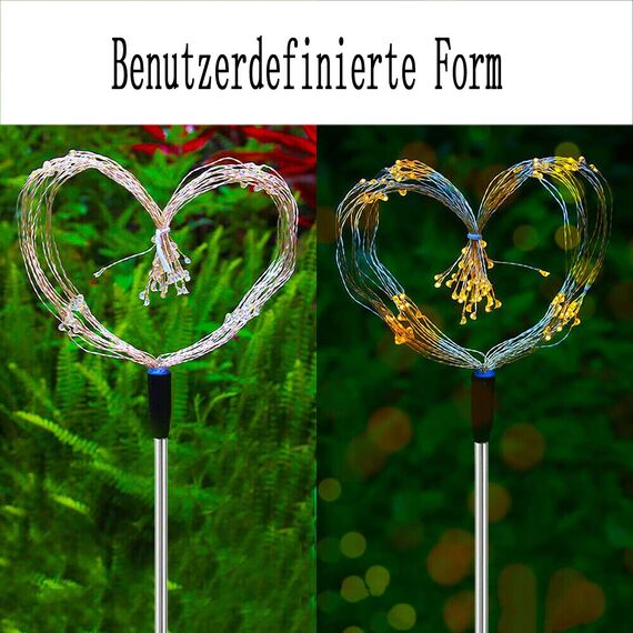 XVZ Solarlampen für Außen Garten, 2 Stück 150LED Solar Feuerwerk Licht, Solarleuchten Gartendeko für Außen Wasserdicht 2 Modi für Rasen, Weg, Terrassen, Balkon, Weihnachten Deko - Warmweiß