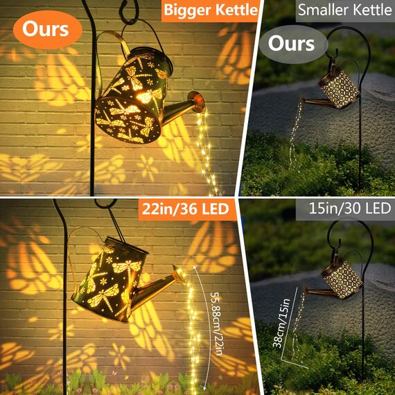 Solar Gießkanne Lichterkette Aussen, Solarlampen für Außen Garten LED Lichter,Vintage Lichterkette Aussen mit Halterung Libellen Shower Garten Leuchten Wasserdicht für Garden Terrasse Balkon (Libelle)