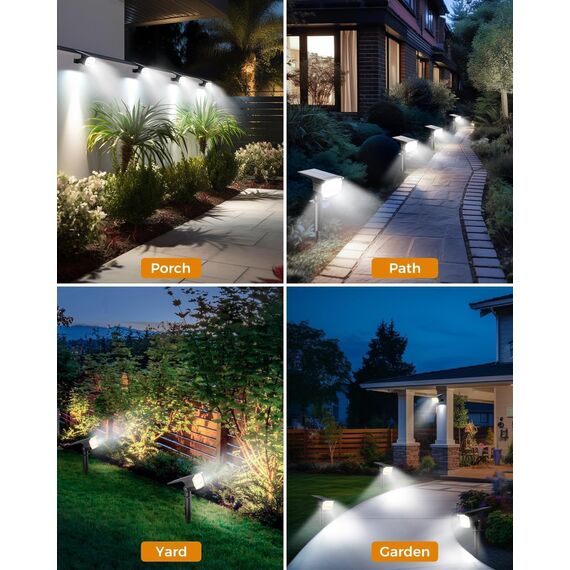 btfarm 4 Stück Solarstrahler für Außen Garten, 72 LED Solarlampen für Außen IP65 Wasserdicht Solar Strahler Gartenleuchten, Solarleuchten für Rasen Auffahrt Gehweg Patio Baum, Kaltweiß