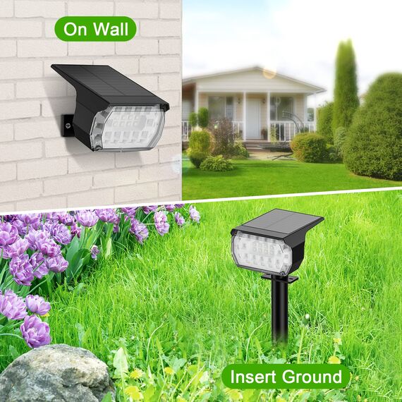 WELALO RGB Solarstrahler für Außen, Farbig Solarlampen für Außen Garten, Bunt Solarleuchten, IP65 Wasserdicht Solar Gartenleuchte für Hof Garten Garage Weg (RGB, 2er Pack)