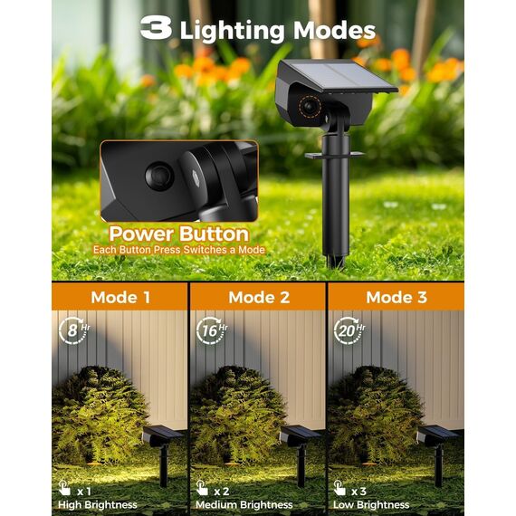 btfarm 2 Stück Solarstrahler für Außen Garten, 72 LED Solarlampen für Außen IP65 Wasserdicht Solar Strahler Gartenleuchten, Solarleuchten für Rasen Auffahrt Gehweg Patio Baum, Warmweiß