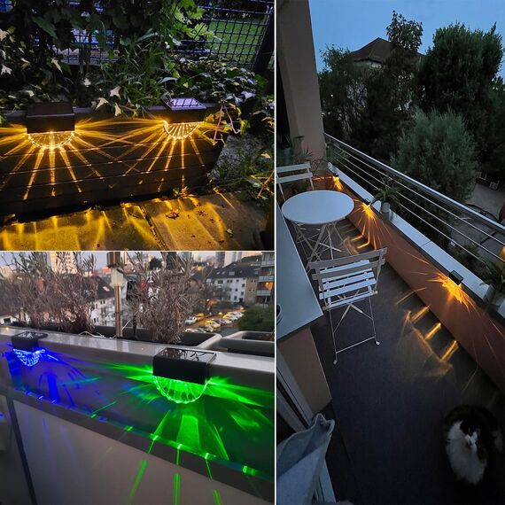 MUSUNIA ,Solar Wandleuchte aussen für balkon dekoration,4 Stück solarlampen ,2 Modi Warmweiß Farbwechselnde Beleuchtung
