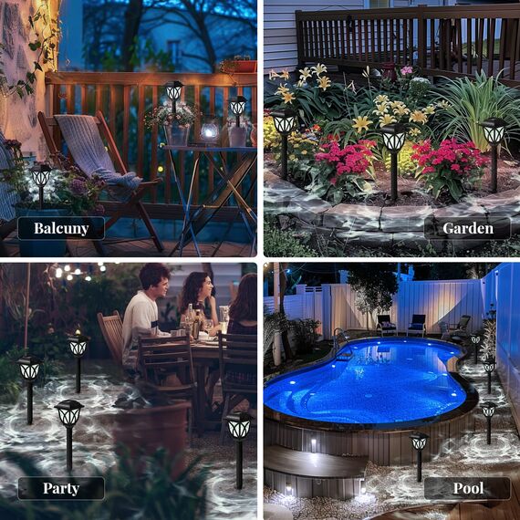 GIGALUMI Solarlampen für außen, 6 Stück LED Solar Gartenleuchten, solarbetriebene Lichter für Garten, Terrasse, Balkon, Landschaft, Gehweg, Pfad (Kaltweiß)