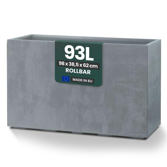 Kreher XL Pflanzkasten Millennium in verschiedenen Formaten und Farben. Tolle Naturstein Optik in Braun, Beige, Anthrazit oder Grau! Aus robustem Kunststoff! (XL Raumteiler (rechteckig) in Grau)