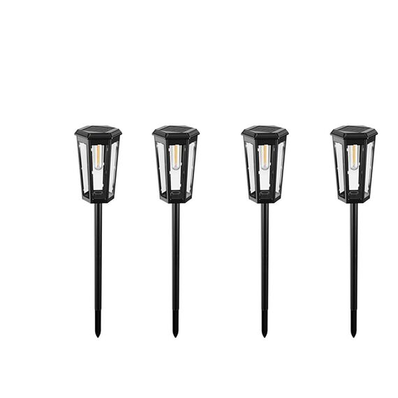 JSOT Solarlampen für Außen, 12 LED Solarleuchte Garten Solarleuchten [Kaltweiß und Warmweiß Licht] 2 Beleuchtungsmodi Wegeleuchten Aussen Wasserdichte Landschaft Lichter Led Gartenleuchten - 4 Stück