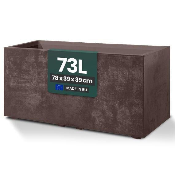 Kreher XL Pflanzkasten Millennium in verschiedenen Formaten und Farben. Tolle Naturstein Optik in Braun, Beige, Anthrazit oder Grau! Aus robustem Kunststoff! (73 Liter (rechteckig) Braun)