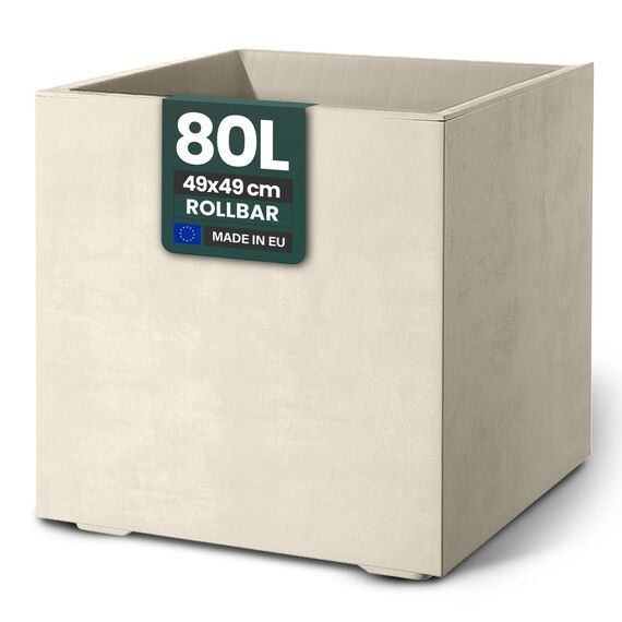 Kreher XL Pflanzkasten Millennium in verschiedenen Formaten und Farben. Tolle Naturstein Optik in Braun, Beige, Anthrazit oder Grau! Aus robustem Kunststoff! (80 Liter Beige)