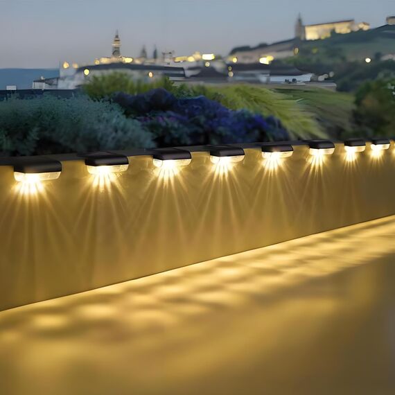 Anmossi Solar Zaunleuchten für Außen,12 Stück Solar Gartenleuchten, Wasserdichte LED Stufenleuchten für Draußen,Stufen,Zäune,Terrassen,Treppen,Pool und Hof,Warmweiß