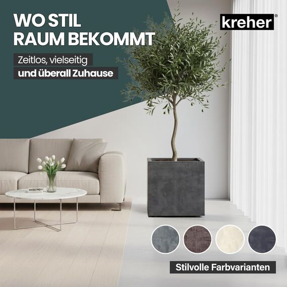 Kreher XL Pflanzkasten Millennium in verschiedenen Formaten und Farben. Tolle Naturstein Optik in Braun, Beige, Anthrazit oder Grau! Aus robustem Kunststoff! (80 Liter Anthrazit)