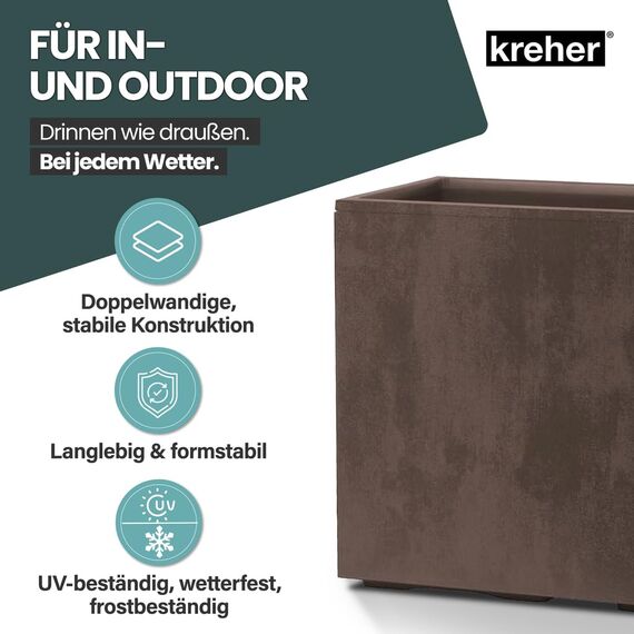 Kreher XL Pflanzkasten Millennium in verschiedenen Formaten und Farben. Tolle Naturstein Optik in Braun, Beige, Anthrazit oder Grau! Aus robustem Kunststoff! (XL Raumteiler (rechteckig) in Braun)