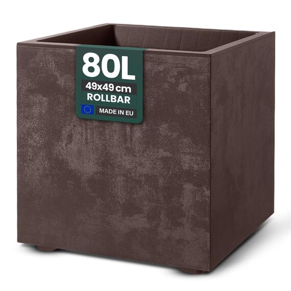 Kreher XL Pflanzkasten Millennium in verschiedenen Formaten und Farben. Tolle Naturstein Optik in Braun, Beige, Anthrazit oder Grau! Aus robustem Kunststoff! (80 Liter Braun)