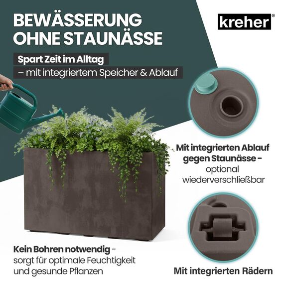 Kreher XL Pflanzkasten Millennium in verschiedenen Formaten und Farben. Tolle Naturstein Optik in Braun, Beige, Anthrazit oder Grau! Aus robustem Kunststoff! (XL Raumteiler (rechteckig) in Braun)