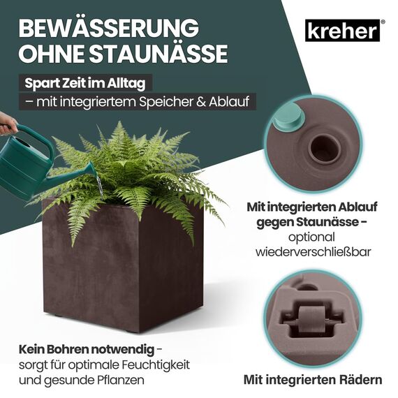 Kreher XL Pflanzkasten Millennium in verschiedenen Formaten und Farben. Tolle Naturstein Optik in Braun, Beige, Anthrazit oder Grau! Aus robustem Kunststoff! (80 Liter Braun)