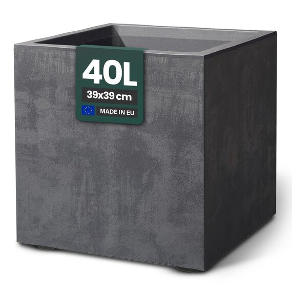 Kreher XL Pflanzkasten Millennium in verschiedenen Formaten und Farben. Tolle Naturstein Optik in Braun, Beige, Anthrazit oder Grau! Aus robustem Kunststoff! (40 Liter Anthrazit)