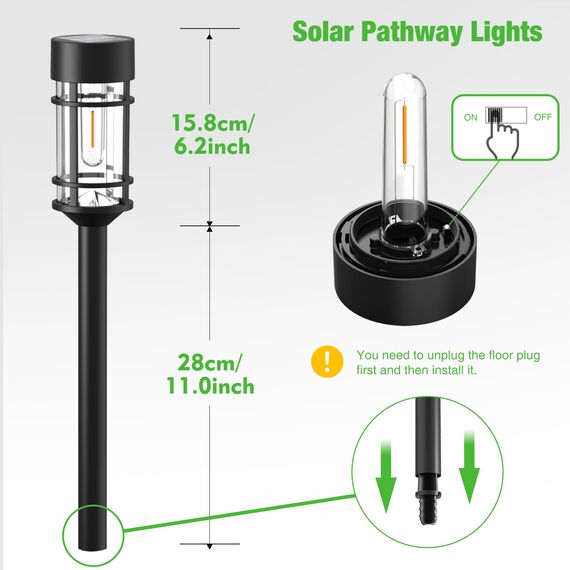 nipify Solarlampen für Außen Garten, 4 Stück LED Solarleuchten Garten Wetterfest, Solar Gartenleuchten für Außen mit Warmweiß Licht, Solar Wegeleuchten Aussen für Rasen Gehweg Hof Terrasse Dekorative