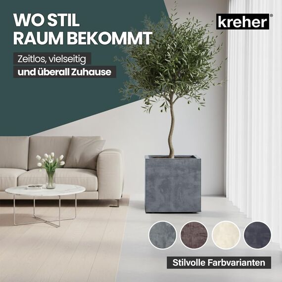 Kreher XL Pflanzkasten Millennium in verschiedenen Formaten und Farben. Tolle Naturstein Optik in Braun, Beige, Anthrazit oder Grau! Aus robustem Kunststoff! (80 Liter Grau)