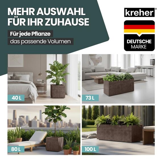 Kreher XL Pflanzkasten Millennium in verschiedenen Formaten und Farben. Tolle Naturstein Optik in Braun, Beige, Anthrazit oder Grau! Aus robustem Kunststoff! (XL Raumteiler (rechteckig) in Braun)