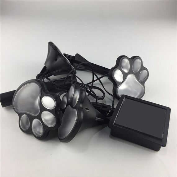 Demiawaking 4 Solar Lichter Garten Laterne LED Solarlampen für außen, Pfad Solarleuchte Katze-Pfotenabdruck/ Weiß