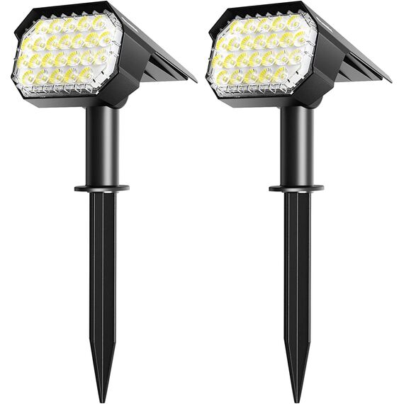 Quntis 2 Stück Solarstrahler für Außen, IP65 Wasserdichte Solarlampen für Außen, Solarleuchten Garten, 2 in 1 Solarspots, Gartenstrahler Gartenbeleuchtung Wandleuchte für Balkon Terrasse Gehweg Haus