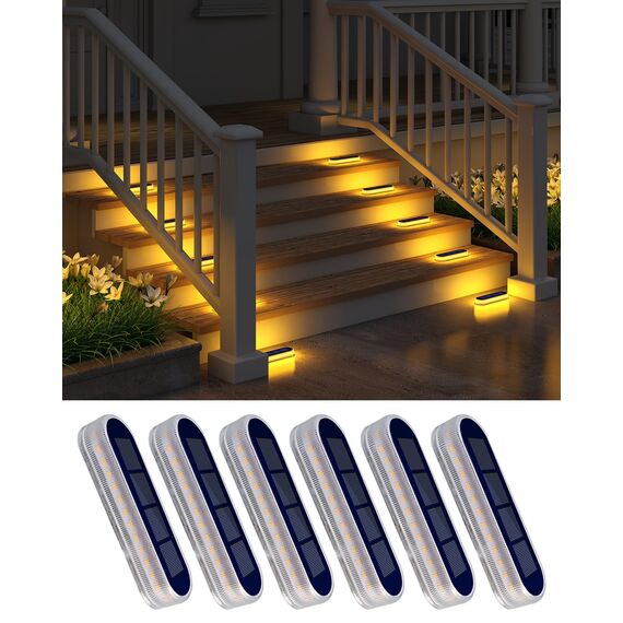 DetarZinLED Solar Bodenleuchten, 6stk Solarlampen für Außen, LED Solarlampen Gartene Wegeleuchten mit Auto ON/OFF Lichtsensor für Treppen, Zäune, Gärten, Innenhöfe, Auffahrt,Deck