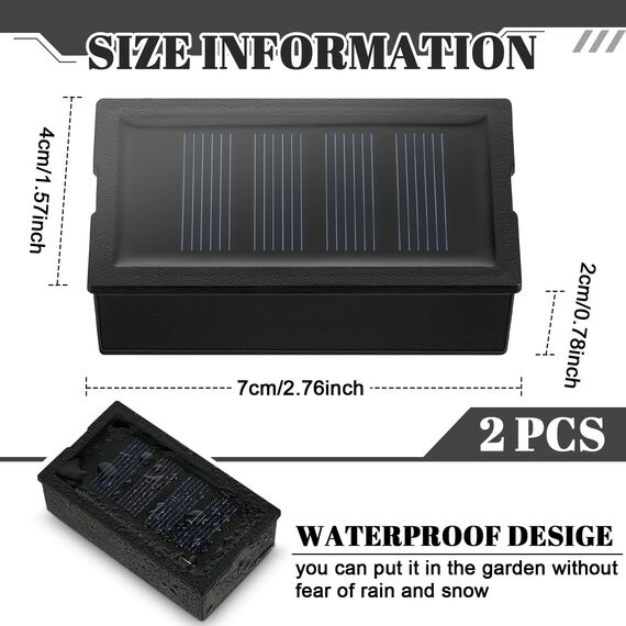 Weewooday 2 Stück Solarleuchten Ersätze 4 x 7 cm LED Solar Deckel Ersatzteile mit Licht Leuchten Ersatzoberteile Solarlampen Solarpanel Solarmodule für Gartenleuchte Gläser Laternen Außen Balkon