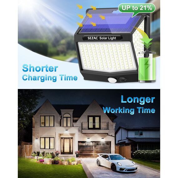 Solarlampen für Außen mit Bewegungsmelder,Solarleuchten für Außen 218LED Solar Aussenleuchte, 3 Modi Solar Wandleuchte Aussen IP65, Solarlicht Solarlampe für Garten, Stufen, Garage(6 Stück)