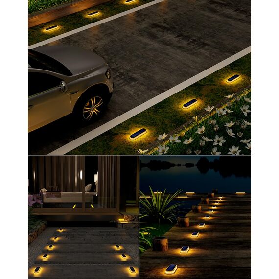 DetarZinLED Solar Bodenleuchten, 6stk Solarlampen für Außen, LED Solarlampen Gartene Wegeleuchten mit Auto ON/OFF Lichtsensor für Treppen, Zäune, Gärten, Innenhöfe, Auffahrt,Deck