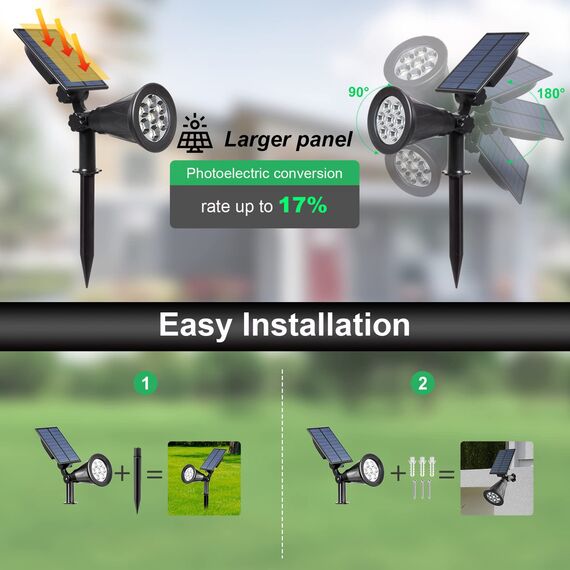 T-SUNUS Solarlampen für Außen RGB, Solarstrahler für Außen Mehrfarbig 7 LED, Gartenstrahler Solar Farbig mit 7 Farbwechsel, IP65 Wasserdicht für Baum Hof Weg Garten