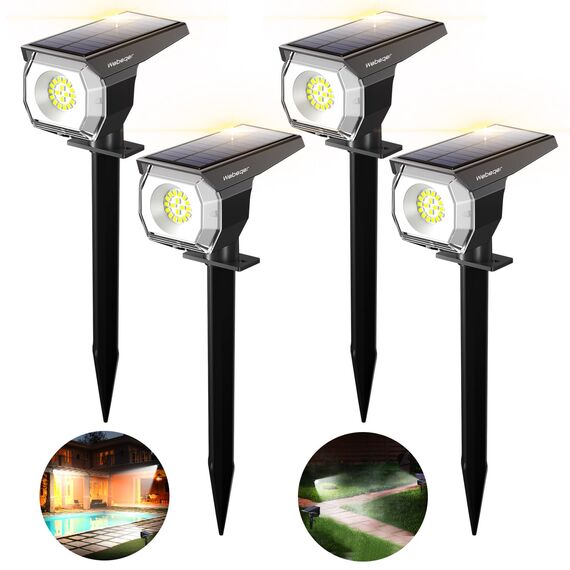 WeBeqer Solarlampen Für Außen,18 LEDs,Solar-Gartenleuchte,300 LM,2-In-1-Funktion,Outdoor-Solarleuchte,IP67 Wasserdicht,6500K Kaltes Licht,Geeignet für Hof,Garten,4 Stück