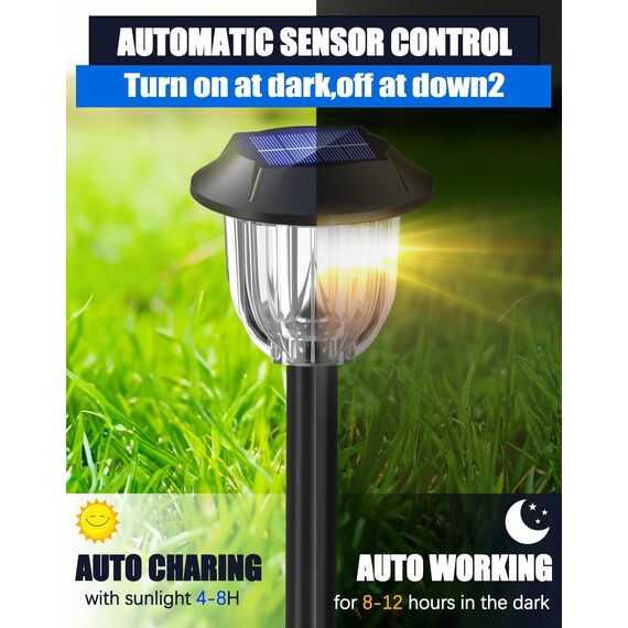 YooShine Solarlampen für Außen Garten :Solarleuchten für den Außen, Wasserdicht Gartenbeleuchtung, Auto Ein/Aus Solarlampen garten,deko Garten,Hof,Garage, Einfahrt,Terrassen,Rasen,Warmweiß,4 Stück