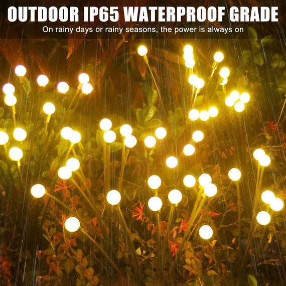 4 Stück Firefly Solar-gartenlichter: 10 LEDs Glühwürmchen Gartenlichter, Glühwürmchen Solarlampen für Außen Garten, Wasserdicht Warmweiß gartenbeleuchtung für Fußweg Yard Patio Balkon Garten Dekor
