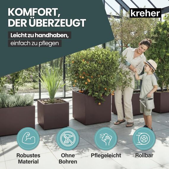 Kreher XL Pflanzkasten Millennium in verschiedenen Formaten und Farben. Tolle Naturstein Optik in Braun, Beige, Anthrazit oder Grau! Aus robustem Kunststoff! (XL Raumteiler (rechteckig) in Braun)