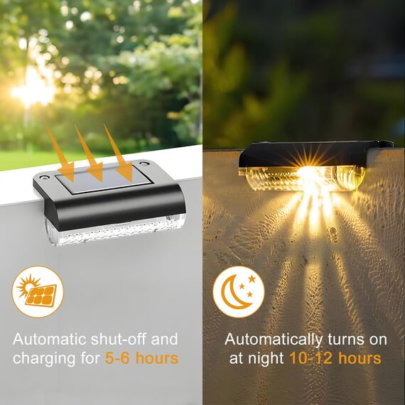 Anmossi Solar Zaunleuchten für Außen,12 Stück Solar Gartenleuchten, Wasserdichte LED Stufenleuchten für Draußen,Stufen,Zäune,Terrassen,Treppen,Pool und Hof,Warmweiß