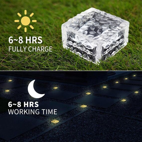HIQE-FL Solar Pflastersteine Außenleuchte,4Pcs Solarsteine für Außen Garten Wasserfest,10X10X5cm,LED Solar Bodenleuchten Solarlampen Außen,Dekoration Lichter für Garten,Balkon,Pfad