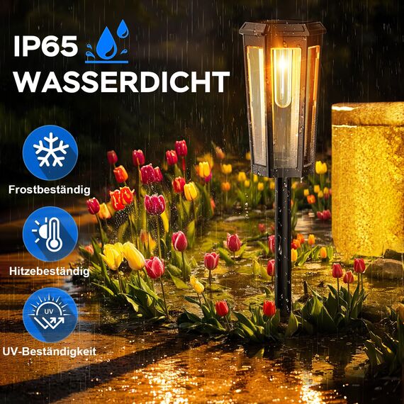 JSOT Solarlampen für Außen, 12 LED Solarleuchte Garten Solarleuchten [Kaltweiß und Warmweiß Licht] 2 Beleuchtungsmodi Wegeleuchten Aussen Wasserdichte Landschaft Lichter Led Gartenleuchten - 4 Stück