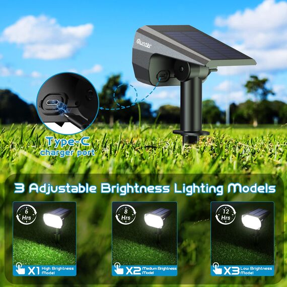 Quntis 2 Stück Solarstrahler für Außen, IP65 Wasserdichte Solarlampen für Außen, Solarleuchten Garten, 2 in 1 Solarspots, Gartenstrahler Gartenbeleuchtung Wandleuchte für Balkon Terrasse Gehweg Haus