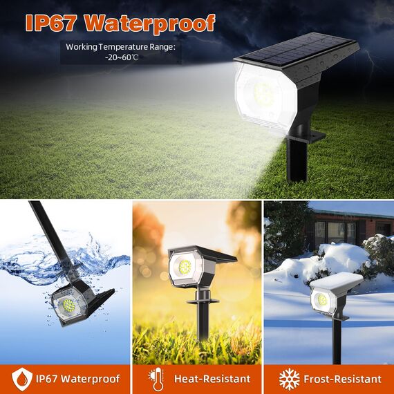 WeBeqer Solarlampen Für Außen,18 LEDs,Solar-Gartenleuchte,300 LM,2-In-1-Funktion,Outdoor-Solarleuchte,IP67 Wasserdicht,6500K Kaltes Licht,Geeignet für Hof,Garten,4 Stück