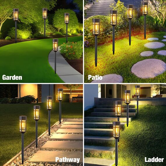 nipify Solarlampen für Außen Garten, 4 Stück LED Solarleuchten Garten Wetterfest, Solar Gartenleuchten für Außen mit Warmweiß Licht, Solar Wegeleuchten Aussen für Rasen Gehweg Hof Terrasse Dekorative