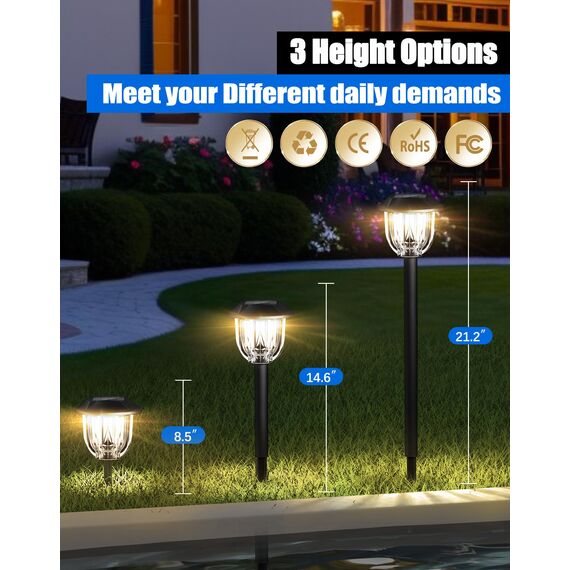 YooShine Solarlampen für Außen Garten :Solarleuchten für den Außen, Wasserdicht Gartenbeleuchtung, Auto Ein/Aus Solarlampen garten,deko Garten,Hof,Garage, Einfahrt,Terrassen,Rasen,Warmweiß,4 Stück