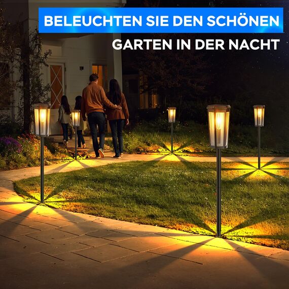 JSOT Solarlampen für Außen, 12 LED Solarleuchte Garten Solarleuchten [Kaltweiß und Warmweiß Licht] 2 Beleuchtungsmodi Wegeleuchten Aussen Wasserdichte Landschaft Lichter Led Gartenleuchten - 4 Stück