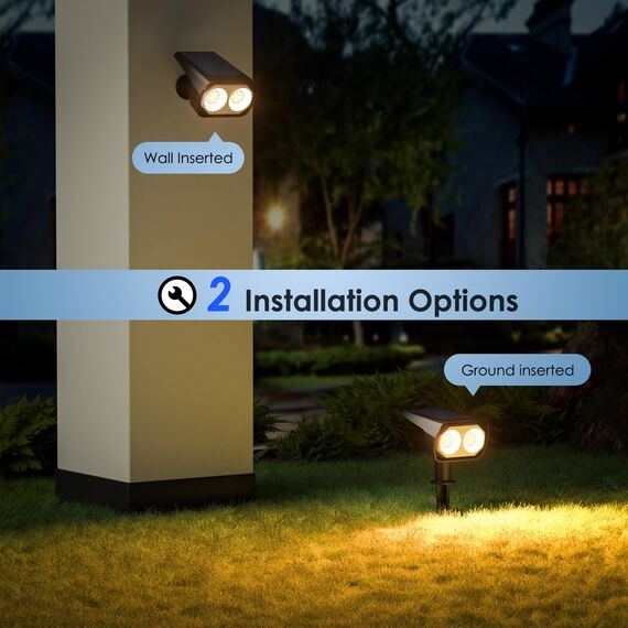 Quntis 4 Pack Solarstrahler für außen Garten, Solar Spots Warmweiß Kaltweiß Neutralweiß 26 LED Gartenstrahler USB-C-Aufladung IP65 wasserdichte Solarleuchte Dimmbare Solarlampe für Garten Baum Pflanze