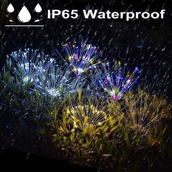 eaaerr Solarleuchten Garten Deko, 2 Stück 120LED Solar Feuerwerk Licht 40 Kupferdrähte DIY Wasserdicht Gartenstecker Solarlampen für Außen, Balkonkasten, Wege Deko (Mehrfarbig)