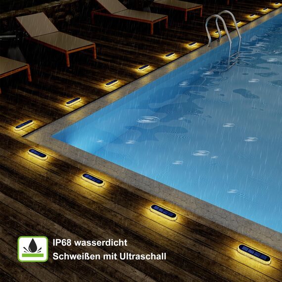 DetarZinLED Solar Bodenleuchten, 6stk Solarlampen für Außen, LED Solarlampen Gartene Wegeleuchten mit Auto ON/OFF Lichtsensor für Treppen, Zäune, Gärten, Innenhöfe, Auffahrt,Deck