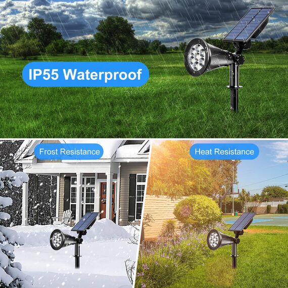 T-SUNUS Solarlampen für Außen RGB, Solarstrahler für Außen Mehrfarbig 7 LED, Gartenstrahler Solar Farbig mit 7 Farbwechsel, IP65 Wasserdicht für Baum Hof Weg Garten