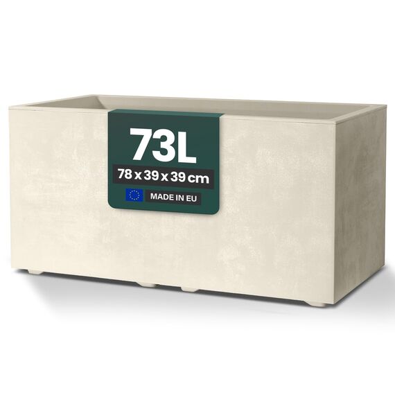 Kreher XL Pflanzkasten Millennium in verschiedenen Formaten und Farben. Tolle Naturstein Optik in Braun, Beige, Anthrazit oder Grau! Aus robustem Kunststoff! (73 Liter (rechteckig) Beige)